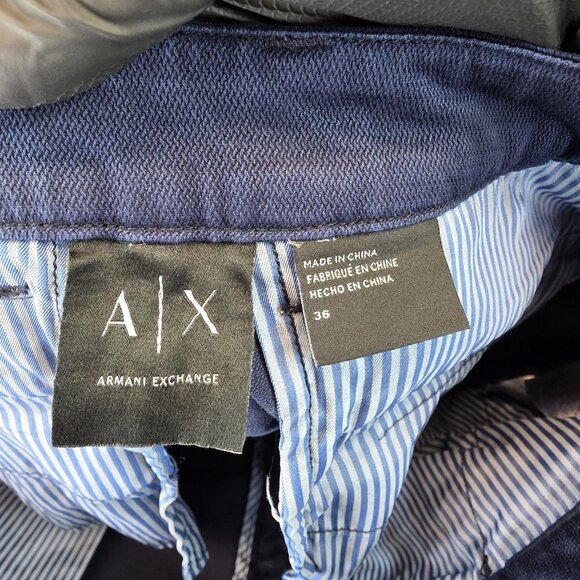 Armani Exchange Pants Mens 36 Navy Cargo Jogger Stretch Elastic Cuffs Pockets - Picture 9 of 10